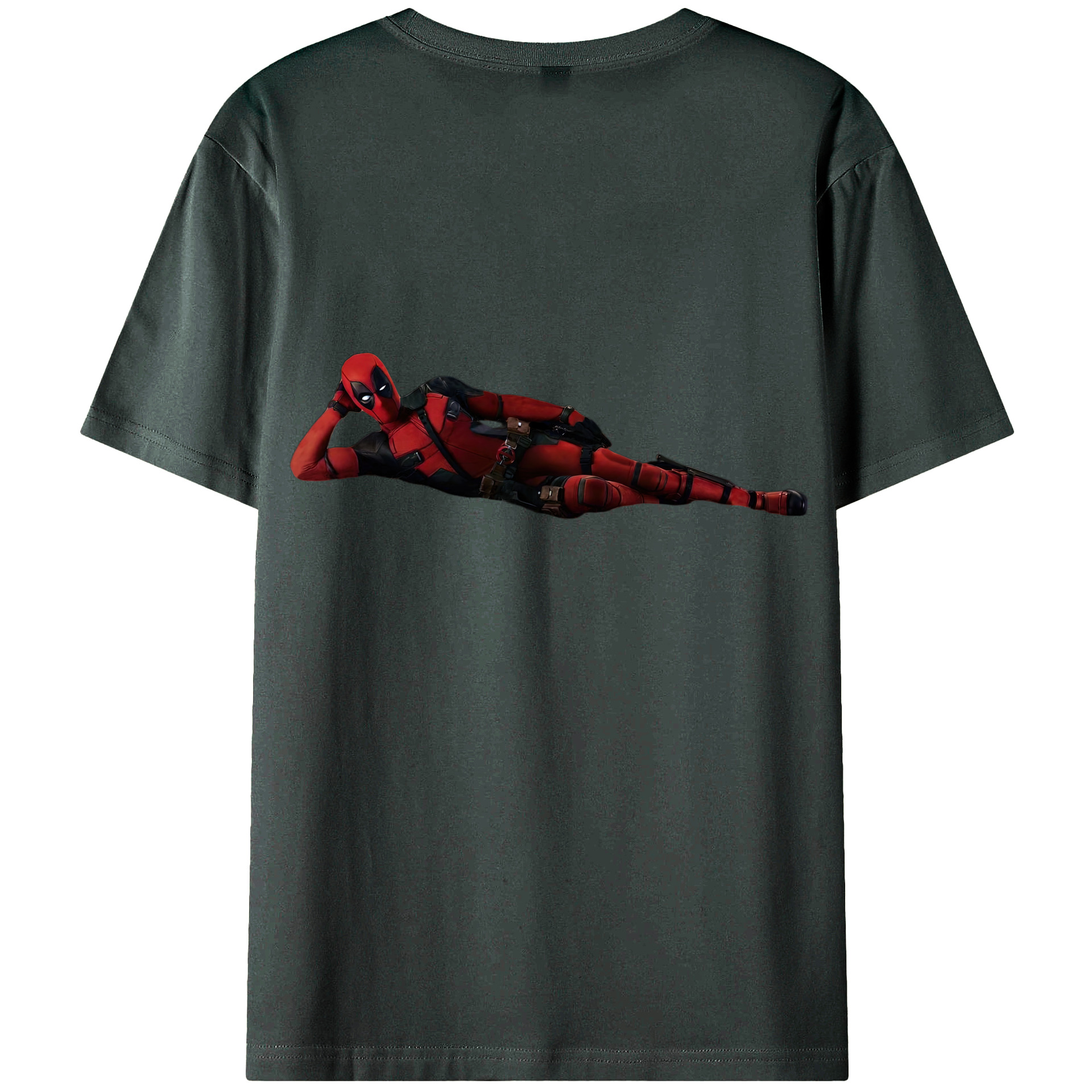 （画像用） Deadpool デッドプール 綿100％ メンズ半袖Tシャツ（バックプリント） 通気性